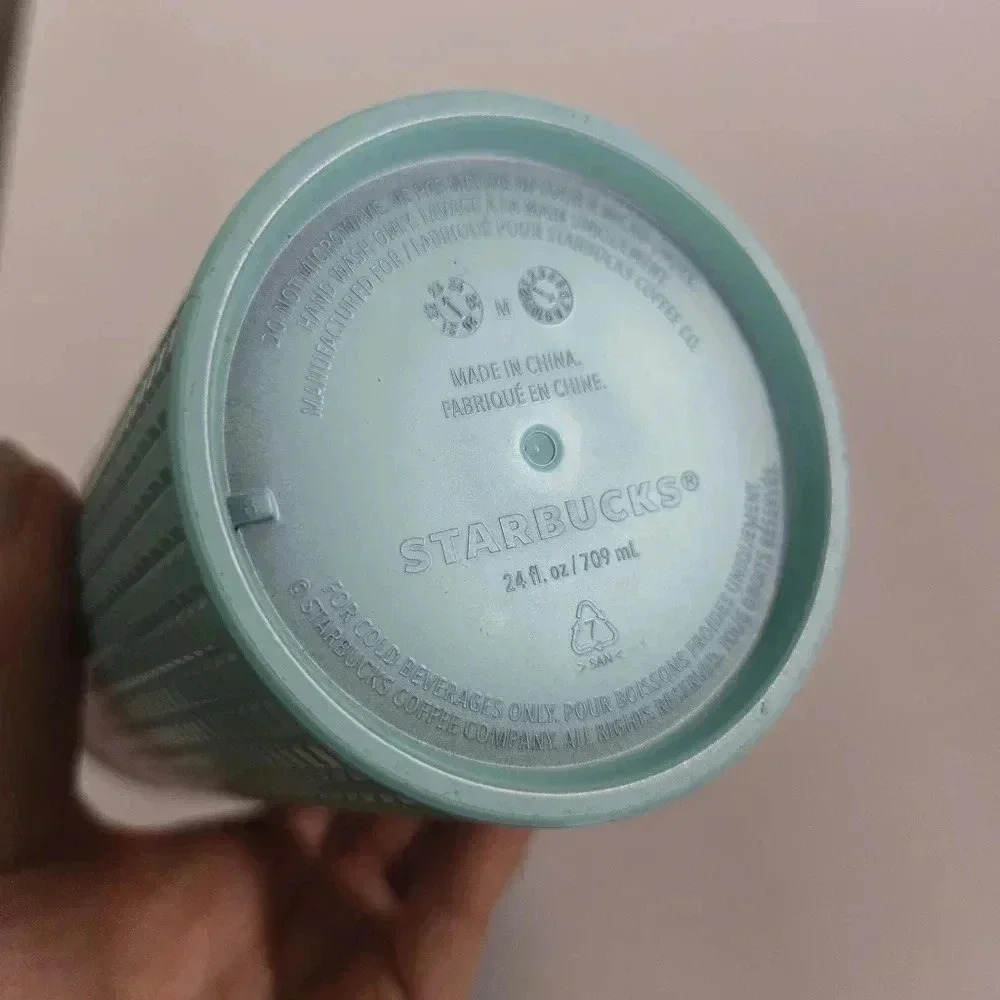 Starbucks 2024 Ombré Grid Tumbler Cold Cup Venti 24oz Pink Blue Teal - Picture 2 of 5